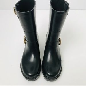 Vince Camuto Black rain boots with gold accents women’s size 6